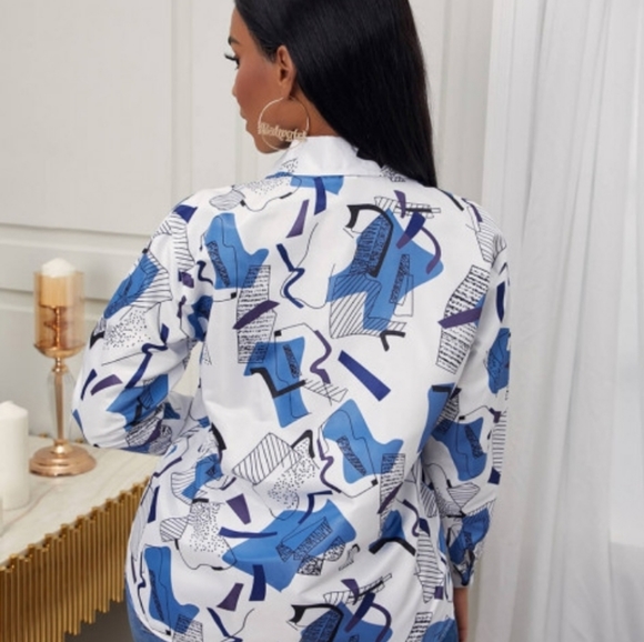 Geometric Print Patchwork  Blouse - Picture 2 of 2